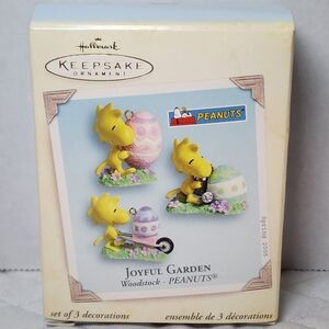 Hallmark 2005 Joyful Garden Woodstock Snoopy Spring Mini Ornament Set Of 3 New